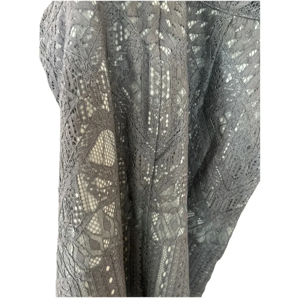 BCBG Maxazria Size 6 Slate Blue Lace Snap Front‎ Maxi Skirt Cottagecore
